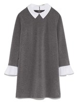 ホワイトカラーレイヤードワンピース/BLK