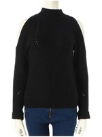 ハイネックオープンショルダーニット/グレー