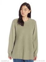 片畦Aラインチュニックニット/ライトグリーン