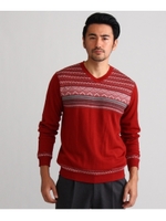 アンチピリング・ウオッシャブルリバーシブルニット/ワインレッド(063)