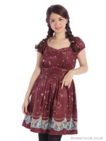 サーカス柄ワンピース/ワイン