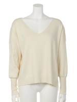 【Omekashi】総針クルーVニットプルオ/OFF