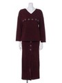 スナップボタントップス×マキシスカートセットアップ/レッド