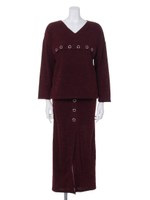 スナップボタントップス×マキシスカートセットアップ/レッド