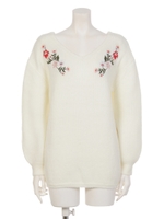 【sw】エンブロイダリーニットトップス/ブラック