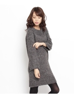 オフショルダーMIXニットワンピース/ブラウン(142)