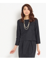 カラーネップヘリンボーンブラウス/ブルー系(494)