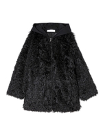 フードレイヤードファーコート/ブラック