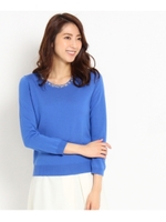 衿ビジューハイゲージニット/ライトブルー(091)