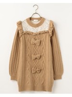 【LIZ LISA】肩フリルケーブルワンピース/ブラウン