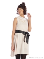 パールリボンワンピース/ベージュ