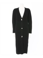 【2ndline】ビジュー釦コクーン型ロングカーデ/ブラック