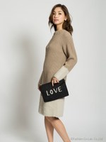 シャギー切り替えニットワンピース/オフホワイト