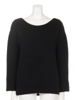 BACK open レースknit TOP/BLK