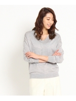 Vネックリヨセル混ニット/ブラック(019)