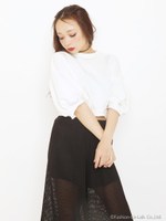 バックリボンショートトップス/ピンク