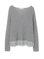 裾レース切替Ｖネックプルオーバー/ライトグレー