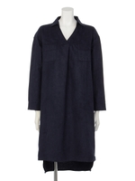 【CHILLE】異素材切替スキッパーワンピース/ブラウン(015)