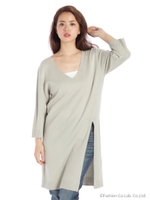 スリット入りロングニット/キャメル