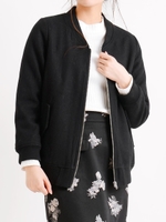 リブ付ジップブルゾン/ブラック