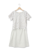 レーストップ+ノースリーブワンピースセット/グレー(512)