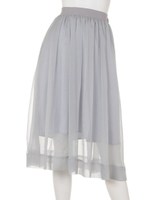 【mystic】シフォンギャザースカート/LGRY