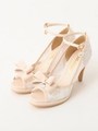 クレールレースリボンパンプス/ベージュ