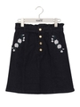 刺繍前ボタンスカート/ネイビー