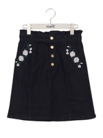 刺繍前ボタンスカート/ネイビー