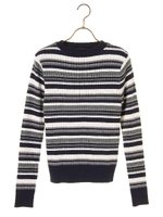 マルチボーダーワイドリブニット/キャメル