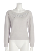 立体フラワーモチーフ付ニット/ブラック