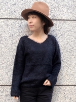 シャギーヤーンフレアースリーブニット/キャメル