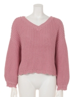 【mystic】スカラップ使い畦プルオーバー/BLK