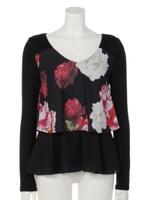 Vintage flower シフォンTN/ブルー