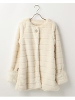 ビジュノーカラーファーコート/ベージュ