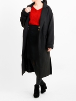 ウエストリボン付きロングコート/キャメル