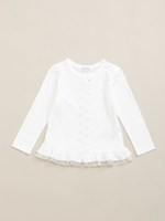 裾フリル前モチーフつき長袖Tシャツ/杢グレー