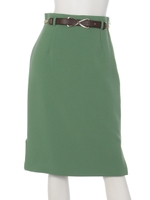 ベルト付サイドスリットスカート/グリーン