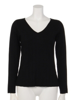 ワイドリブVネックKT/アイボリー