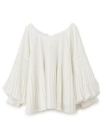 プリーツバルーンスリーブブラウス/ネイビー