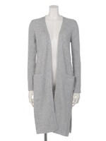 毛混リブニットロングカーディガン/ブラウン