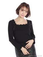 スピンドルスカラップテレコTOPS/ブラック