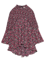 スモッキングプリントチュニック/BLK