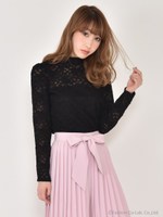 オープンネックレーストップス/オフホワイト