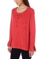 レースアップニット/レッド(100)