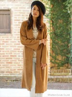 エコスエード ノーカラー・ガウンコート/カーキ