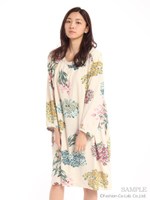 SZ天竺フラワークラウドプリントワンピース/生成