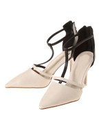 Tストラップポインテッドパンプス/ホワイト