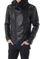 【AZUL by moussy】合皮変形フードWブルゾン/BLK