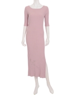 リブニットロングOP/マスタード